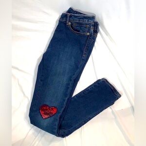 GAP Girls Jeans with Flippy Red Hearts